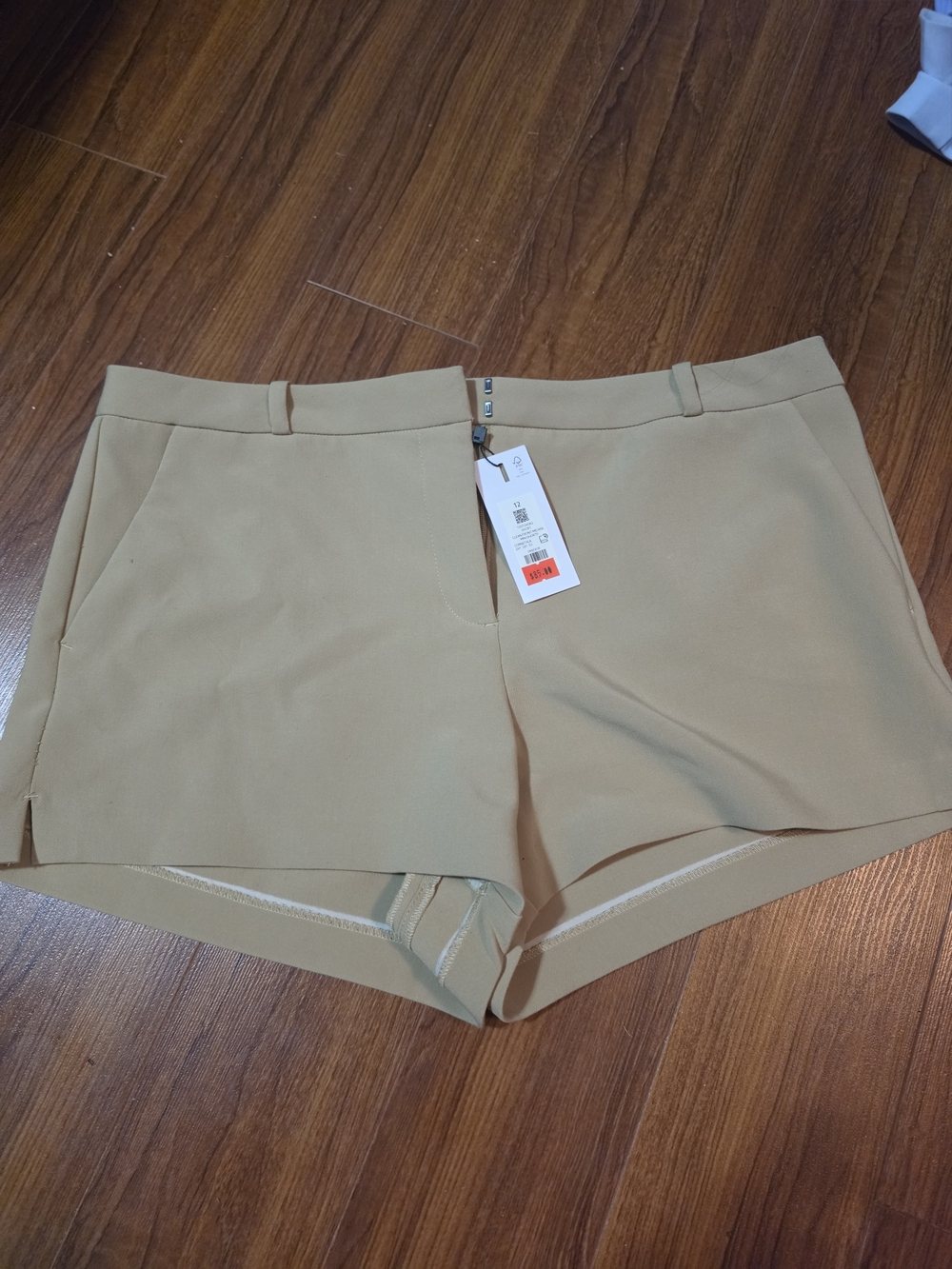 Dynamite High-Waist Tan Dress Shorts